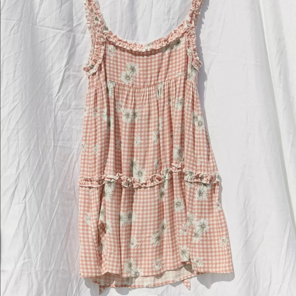 UO/Dress Forum Floral Ruffle Tie Back Mini Dress